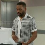 Andre’s black and white geometric print shirt on Beyond the Gates