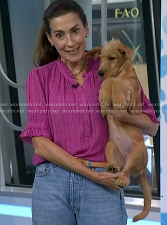 Andrea’s rasberry pink elbow sleeve top on Today