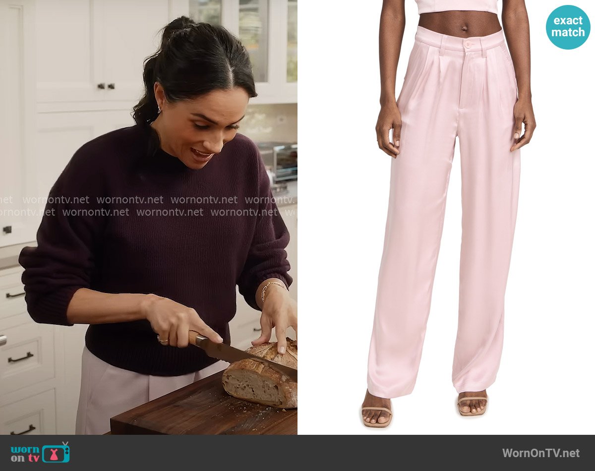 Anine Bing Carrie Pants in Purple worn by Meghan Markle on With Love Meghan