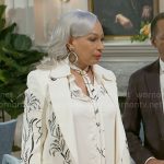 Anita’s white palm print suit and blouse set on Beyond the Gates