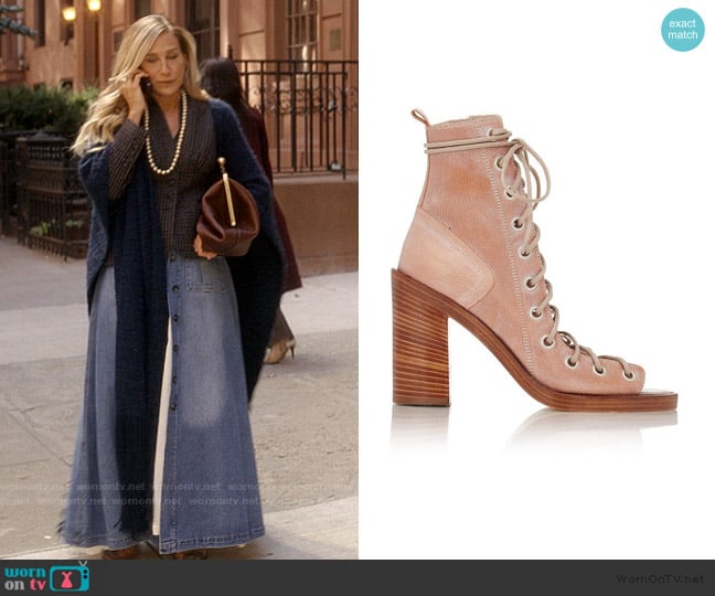 Ann Demeulemeester Leather Lace-Up Sandals worn by Carrie Bradshaw (Sarah Jessica Parker) on And Just Like That