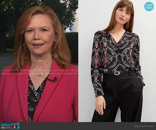 Ann Taylor Floral Mixed Media Top worn by Kelly O’Donnell on Today