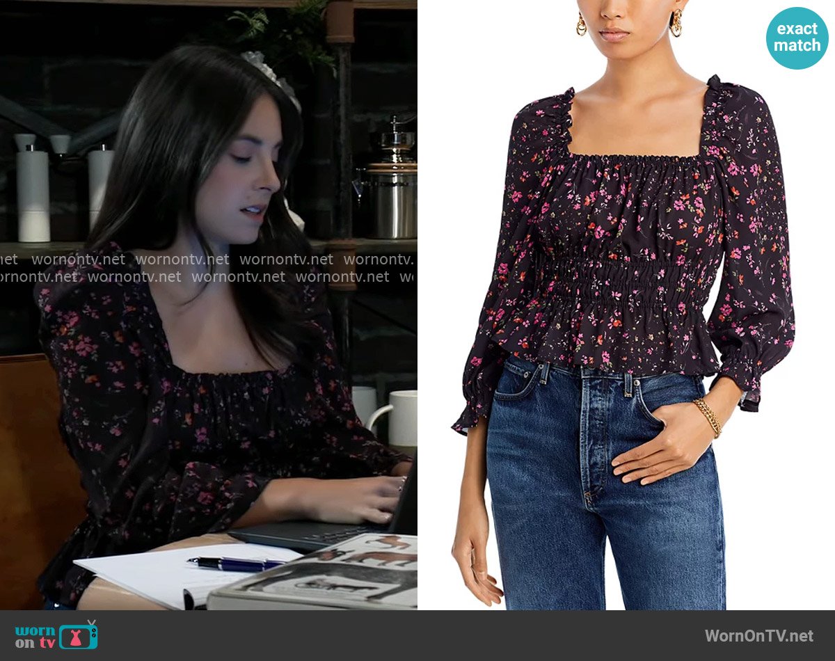 Aqua Cinched Square Neck Blouse worn by Molly Lansing-Davis (Kristen Vaganos) on General Hospital