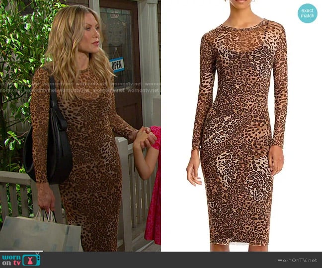 Aqua Leopard Print Mesh Midi Dress worn by Kristen DiMera (Stacy Haiduk) on Days of our Lives