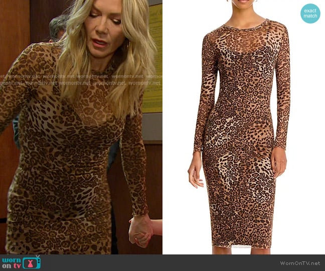 Aqua Leopard Print Mesh Midi Dress worn by Kristen DiMera (Stacy Haiduk) on Days of our Lives
