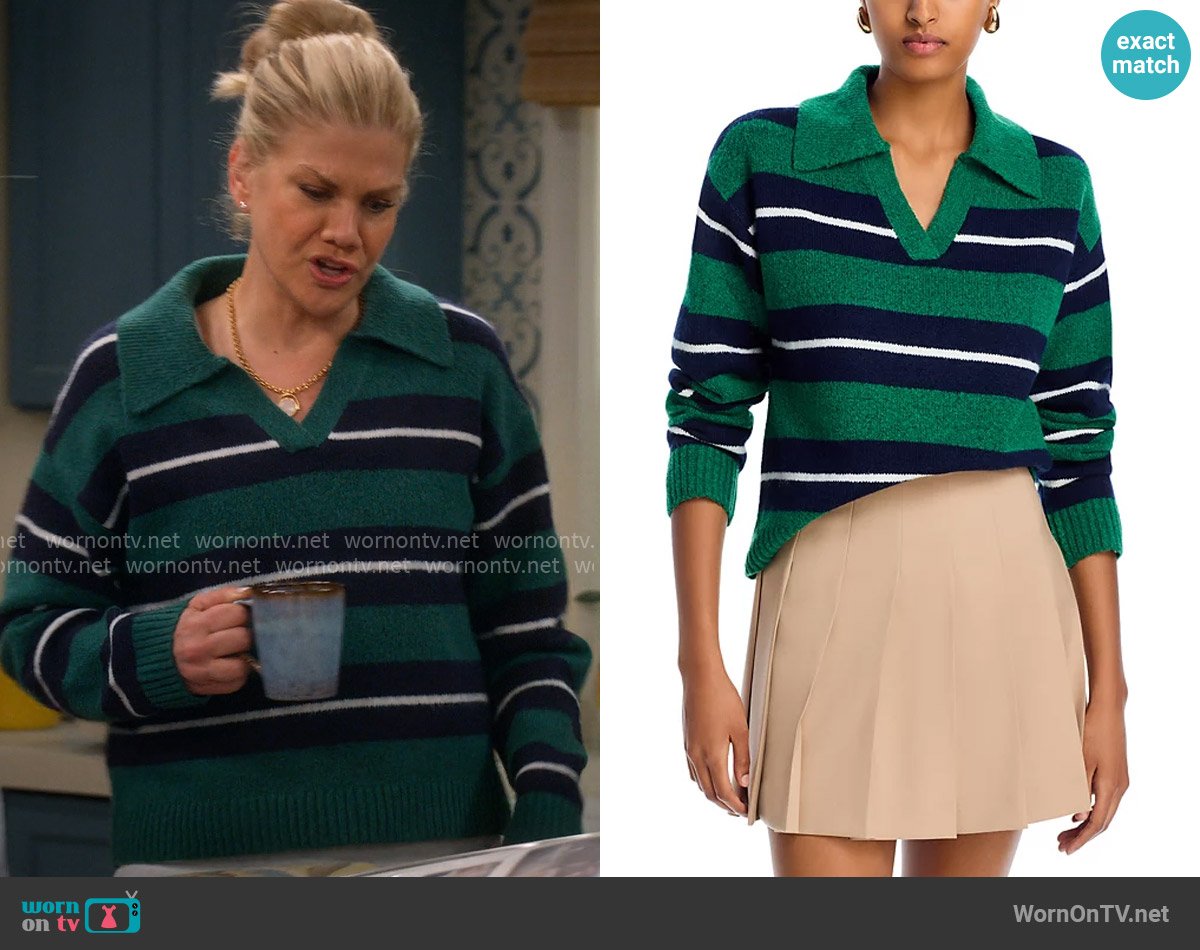 Aqua Striped Polo Sweater worn by Carol (Kristen Johnston) on Leanne