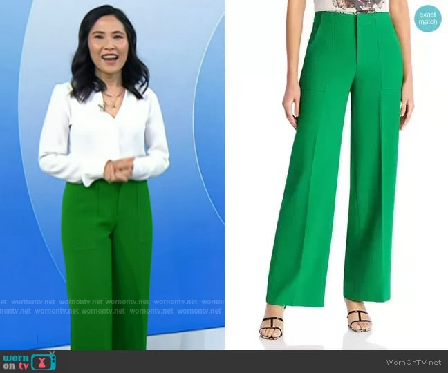 Aqua Wide Leg Pants in Green worn by Vicky Nguyen on Today