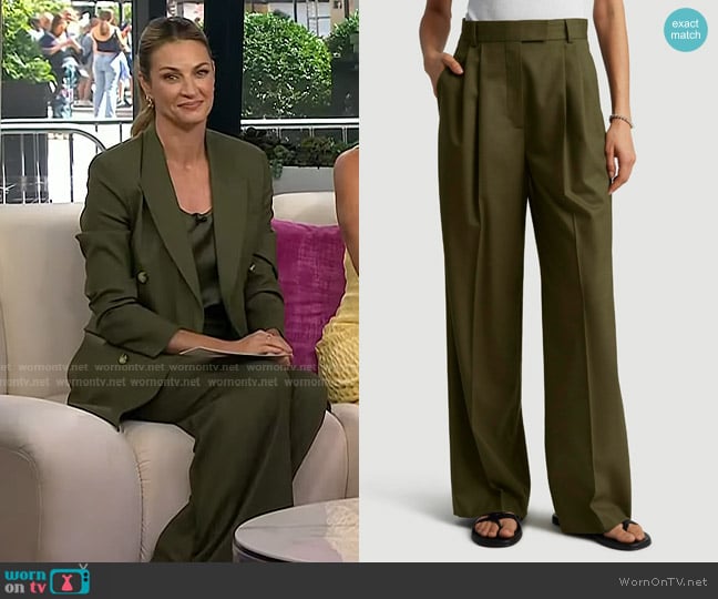 Argent Seasonless Woo Pleated Trouser in Pine Needle worn by Erin Andrews on Today