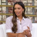 Ilfenesh Hadera’s pink striped top and mini skirt on Good Morning America