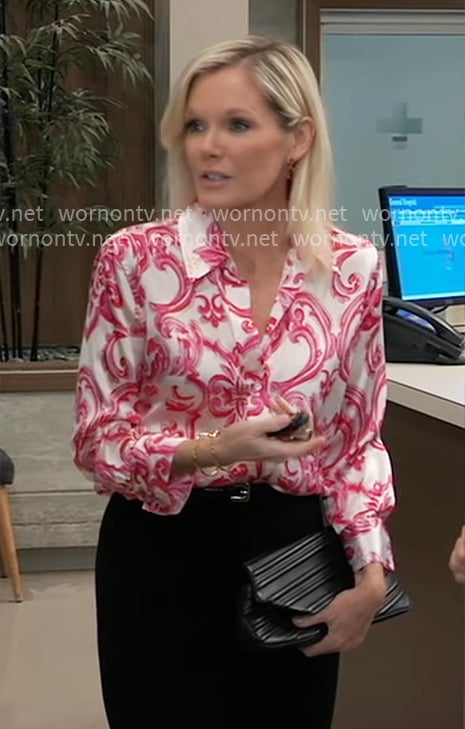Ava’s pink paisley print blouse on General Hospital