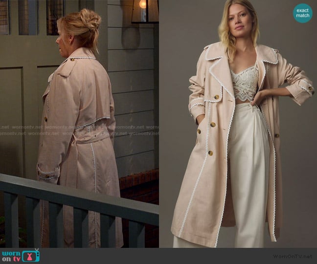 Avec Les Filles Ric Rac Trench Coat worn by Leanne Murphy (Leanne Morgan) on Leanne