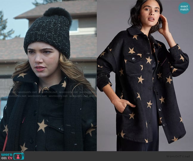 Avec Les Filles Starry Knit Shirt Jacket worn by Erin (Alisha Newton) on My Life with the Walter Boys