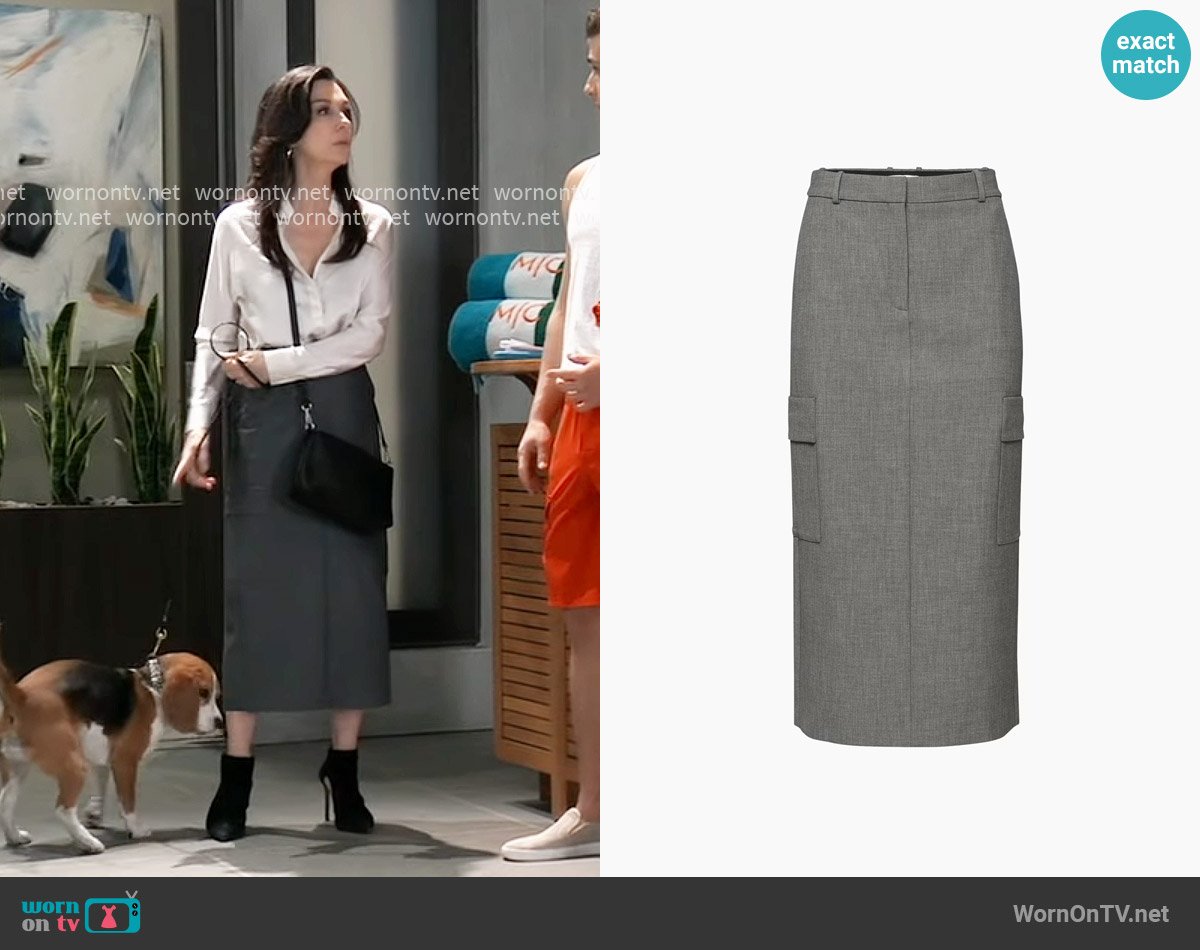 Babaton at Aritzia Observer Cargo Skirt worn by Anna Devane (Finola Hughes) on General Hospital