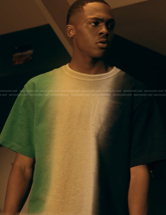 Bakari's tie dye print tee on The Chi