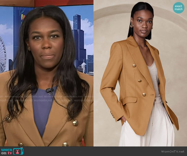 Banana Republic Captain's Blazer in Camel worn by Adrienne Broaddus on NBC News Daily
