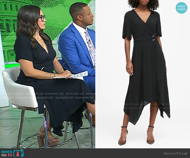 Banana Republic Handkerchief-Hem Wrap Dress in Black worn by Savannah Sellers on Today