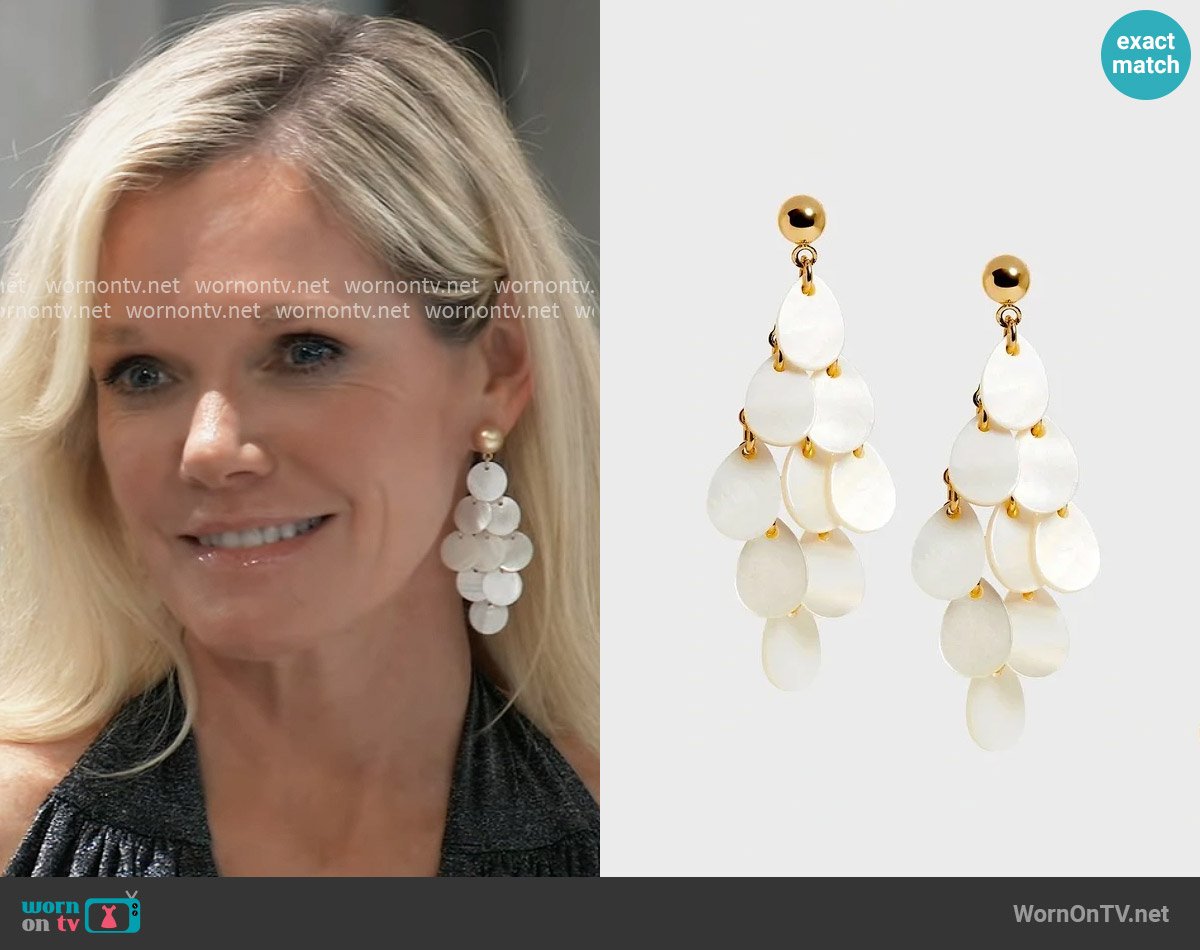 Banana Republic Layered Shell Statement Earrings worn by Ava Jerome (Maura West) on General Hospital