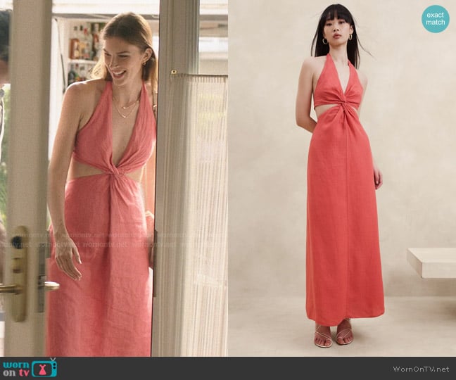 Banana Republic Lisa Linen Midi Dress worn by Kayleigh (Kayleigh) on The Summer I Turned Pretty
