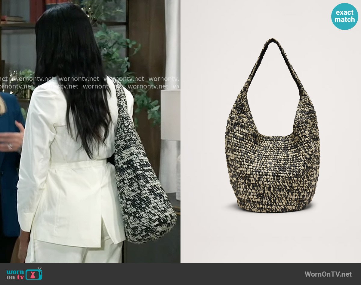 Banana Republic Marled Raffia Tote Bag worn by Jordan Ashford (Tanisha Mariko Harper) on General Hospital