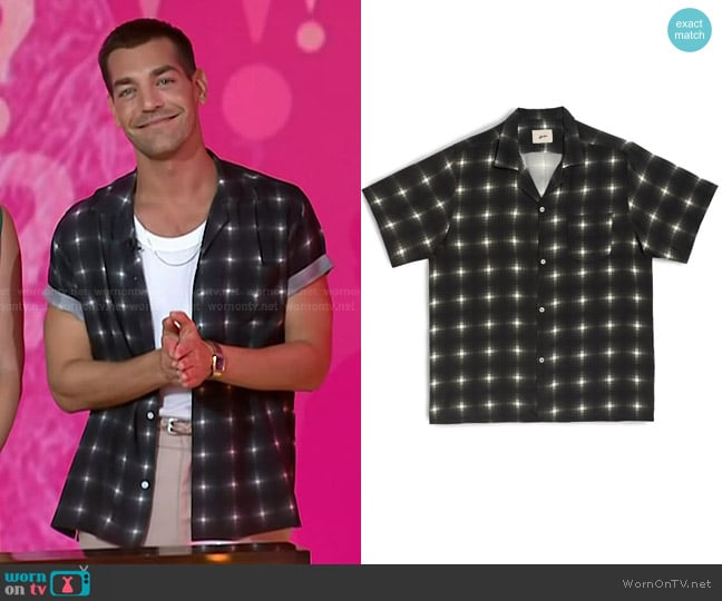 Bather Onyx Digi Plaid Camp Shirt worn by Matt Rogers on Today