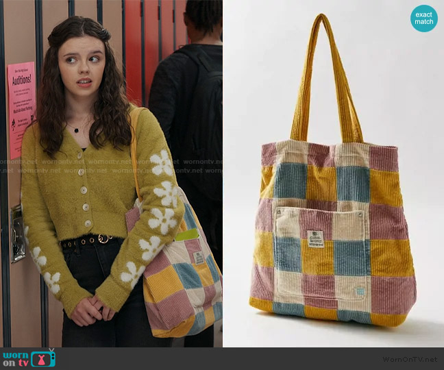 BDG Patchwork Corduroy Tote Bag In Multi worn by Grace (Ellie O’Brien) on My Life with the Walter Boys