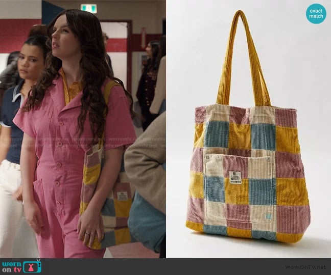BDG Patchwork Corduroy Tote Bag In Multi worn by Grace (Ellie O’Brien) on My Life with the Walter Boys