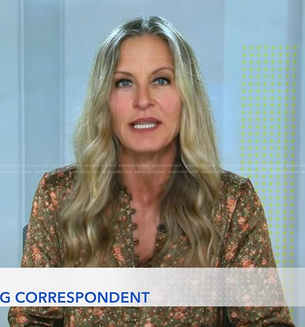 Becky Worley’s green floral print top on Good Morning America