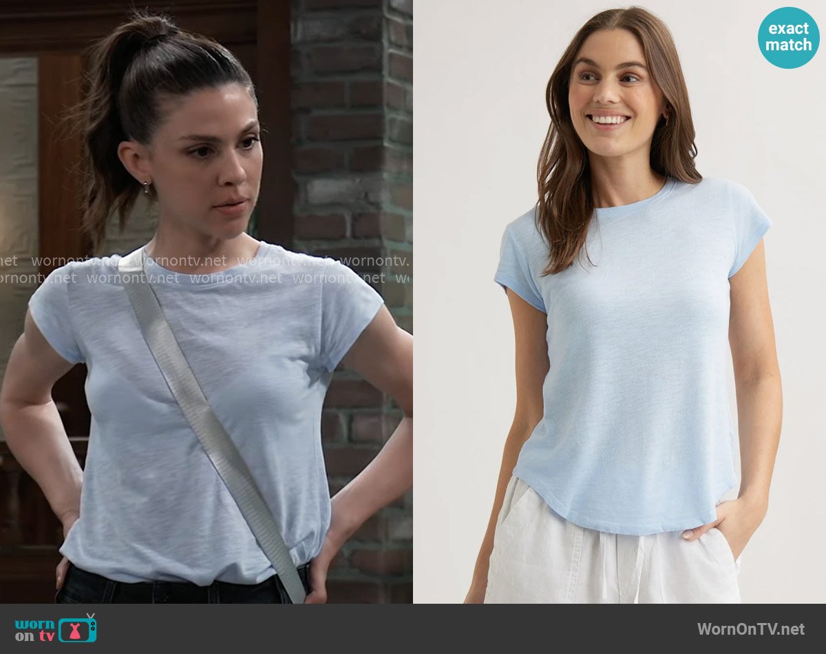 Bella Dahl Baby Crew Tee in Perennial Blue worn by Kristina Corinthos-Davis (Kate Mansi) on General Hospital