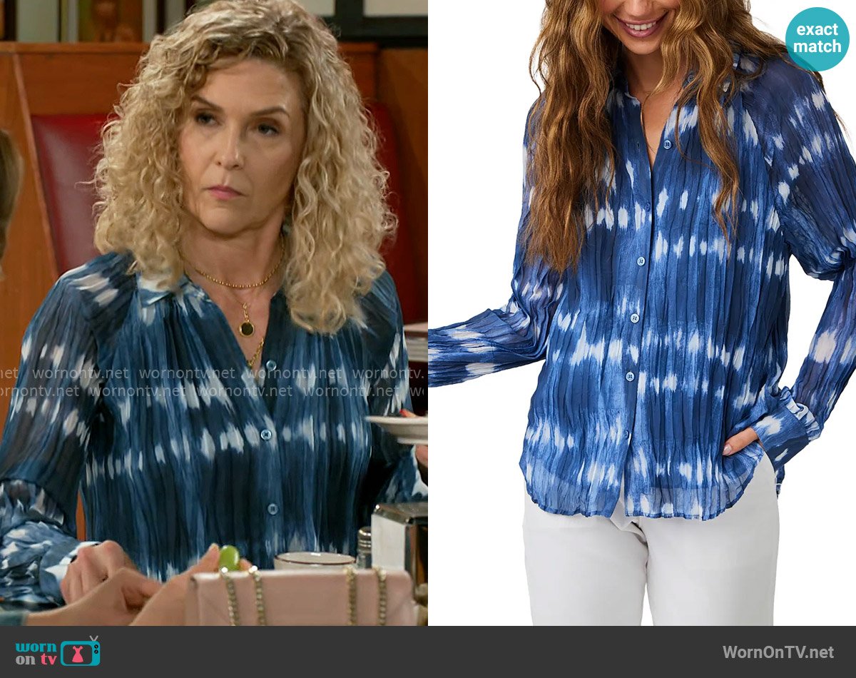 Bella Dahl Shibori Print Button-Up Shirt worn by Jan Morgan (Jerri Tubbs) on Beyond the Gates