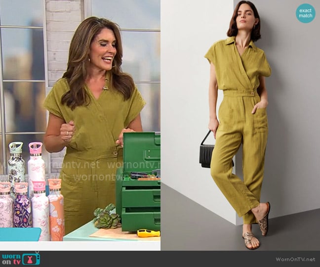 Blank NYC Juicy Moss Jumpsuit worn by Adriane Kiss on CBS Mornings