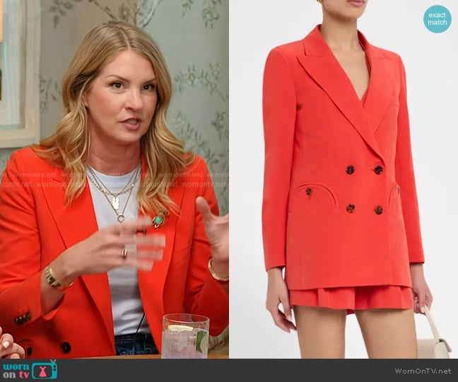 Blaze Milano Flica Double-Breasted Everyday Blazer in Coral worn by Kate LaGere on Today