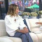 Andrea Lavinthal’s white embellished blouse and blue pants on Today