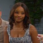 Chanel’s blue paisley mini dress on Days of our Lives