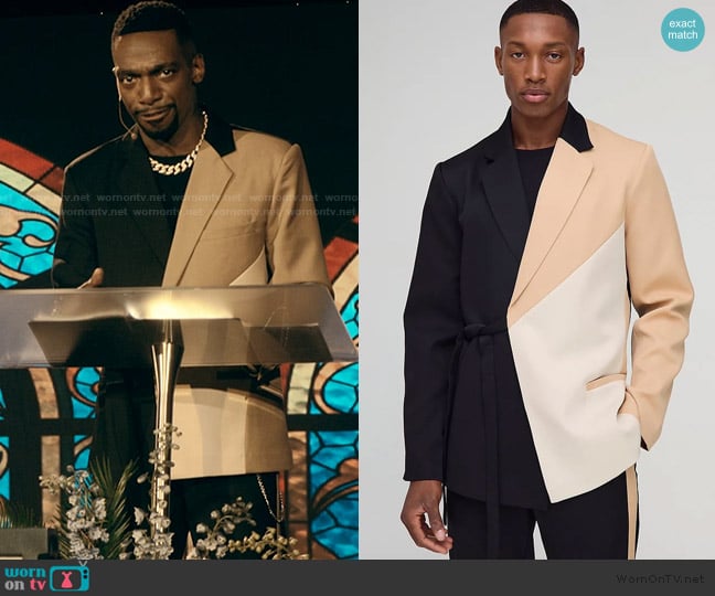 Boohoo Slim Fit Wrap Panel Blazer worn by Pastor Zeke (Daniel J. Watts) on The Chi