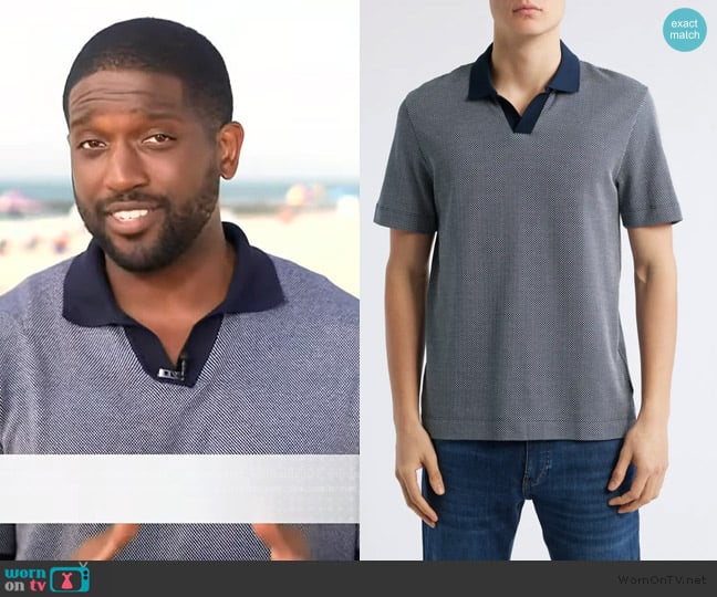 Boss Parson Cotton & Silk Polo worn by Ike Ejiochi on Good Morning America