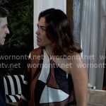 Britt’s brown printed one-shoulder dress on General Hospital