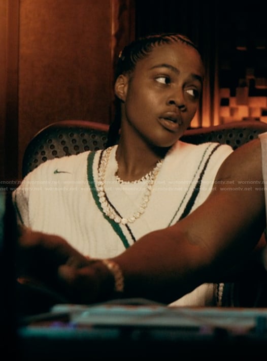 Brittany’s knitted vest on The Chi