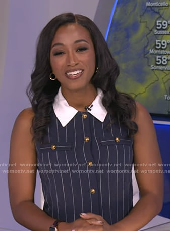 Brittany's navy pinstripe dress on Good Morning America