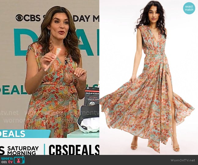 Bronx and Banco Romi Blue Multi Gown worn by Adriane Kiss on CBS Mornings