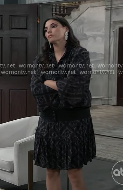 Brook Lynn's black printed dress on General Hospital