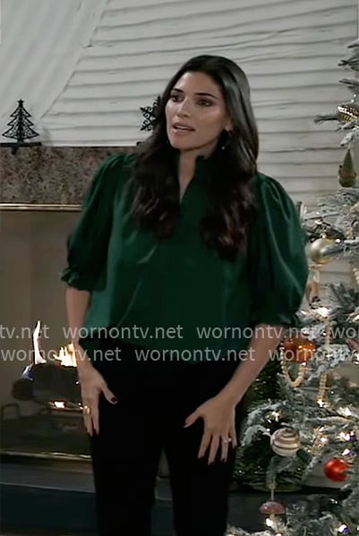 Brook Lynn's green puff sleeve blouse on General Hospital