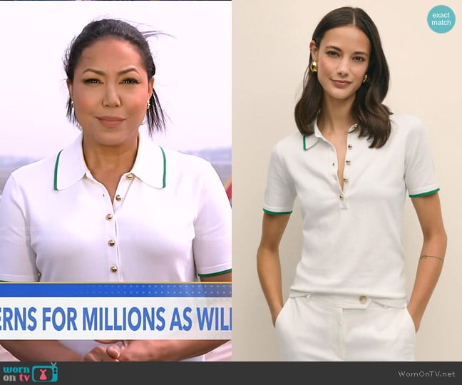 Stephanie’s white polo top on Good Morning America