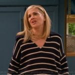 Carol’s navy stripe collared sweater on Leanne