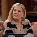 Carol’s striped collared sweater on Leanne