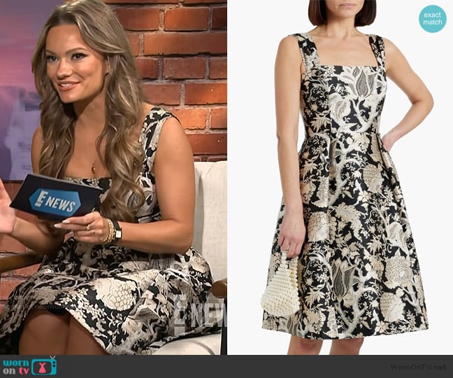 Carolina Herrera Metallic Jacquard Dress worn by Caitlin O'Connor on E! News
