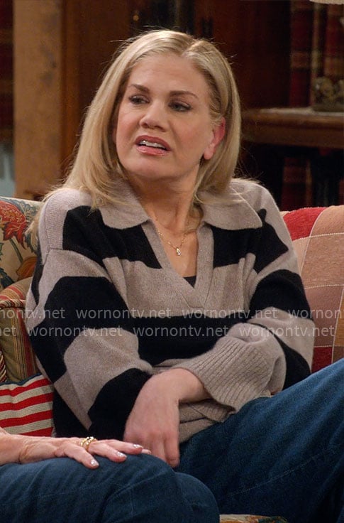 Carol's striped collared sweater on Leanne