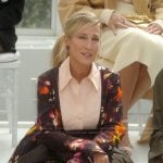 Carrie’s floral print shirt and skirt on And Just Like That