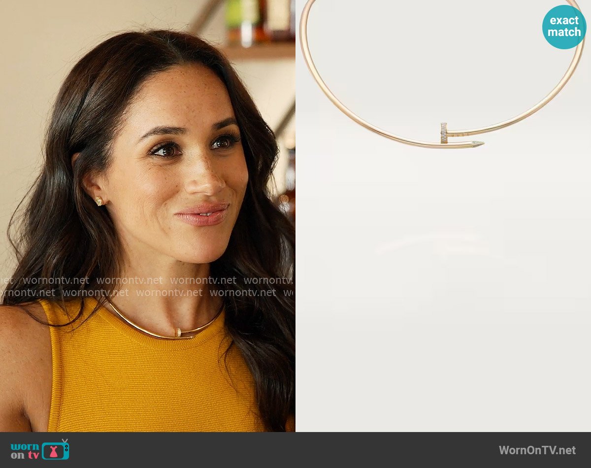 Cartier Juste un Clou torque necklace worn by Meghan Markle on With Love Meghan