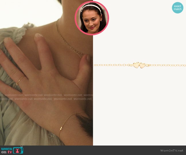 Catbird Jewelry Twin Hearts Bracelet worn by Belly Conklin (Lola Tung) on The Summer I Turned Pretty