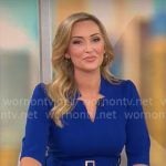 Kelly O’Grady’s blue v-neck belted dress on CBS Mornings
